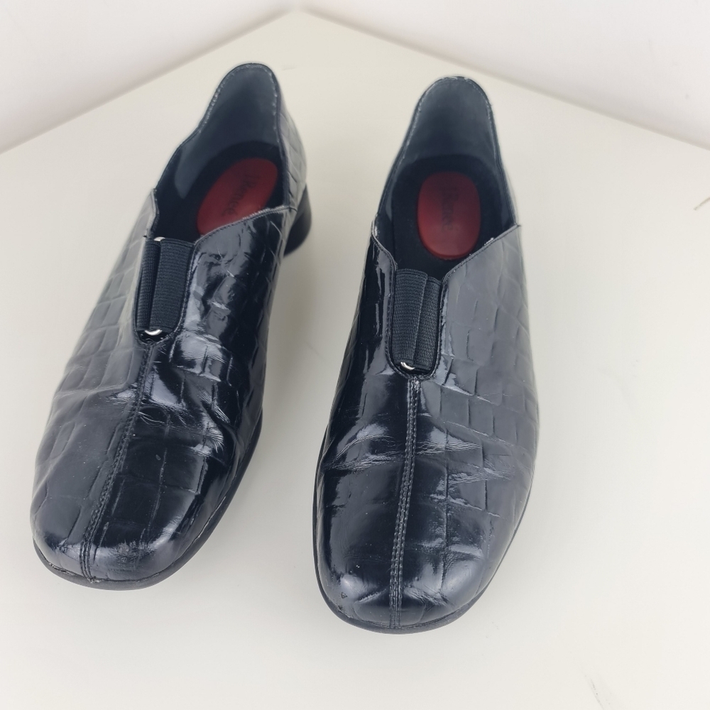 J.Renee women loafers black size 8.5M leather Croc Patent - Picture 3 of 12